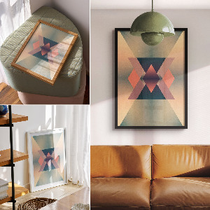 Art print featuring pastel geometric shapes