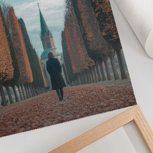 Wall print depicting an autumn alley
