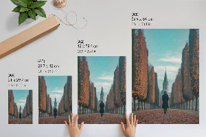 Wall print depicting an autumn alley