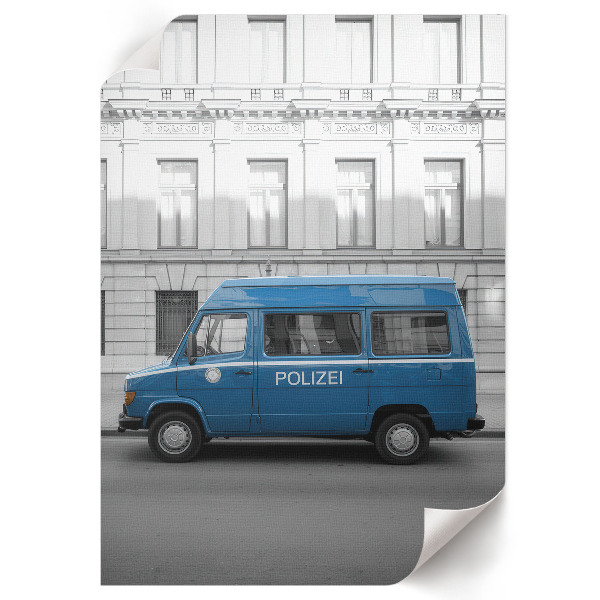 Decorative poster featuring a police car