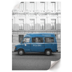 Decorative poster featuring a police car