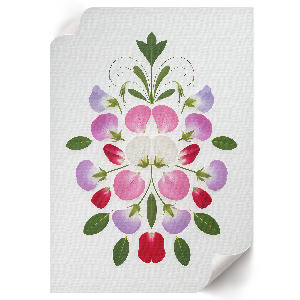 Wall print with a floral symmetry motif