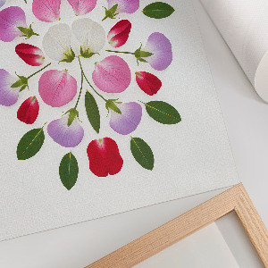 Wall print with a floral symmetry motif