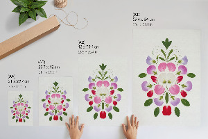 Wall print with a floral symmetry motif