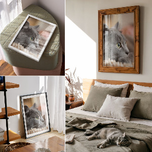 Decorative poster of a gray cat