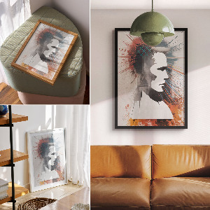 Art print featuring a geometric face