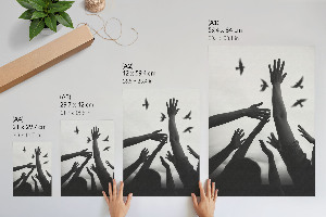 Decorative poster depicting hands and birds