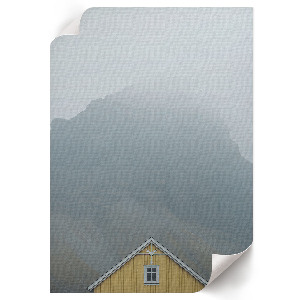 Decorative poster featuring a foggy landscape