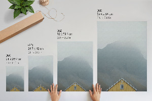 Decorative poster featuring a foggy landscape