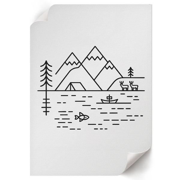 Wall art depicting a mountain landscape