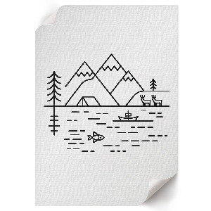 Wall art depicting a mountain landscape