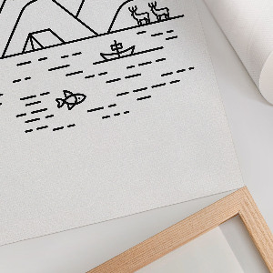 Wall art depicting a mountain landscape