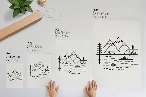 Wall art depicting a mountain landscape