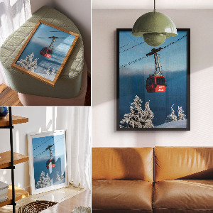Wall art print featuring a mountain gondola