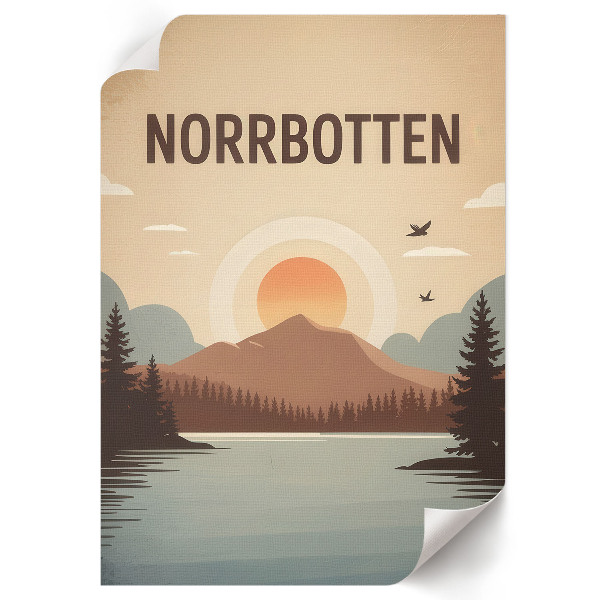 Decorative poster with a Norrbotten illustration