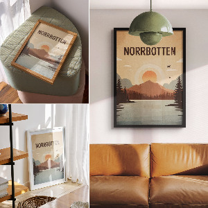 Decorative poster with a Norrbotten illustration