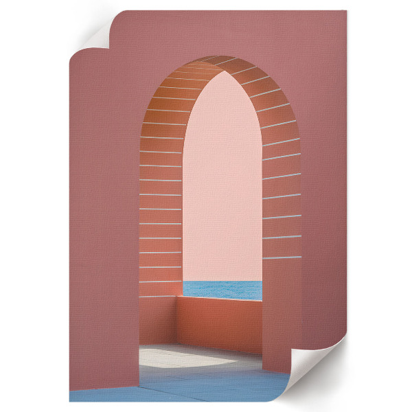 Poster featuring pastel architectural illustration