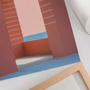 Poster featuring pastel architectural illustration