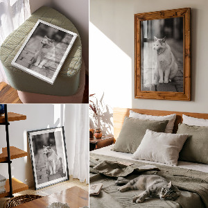 Art print featuring a yawning cat