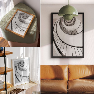 Decorative poster showing a spiral staircase