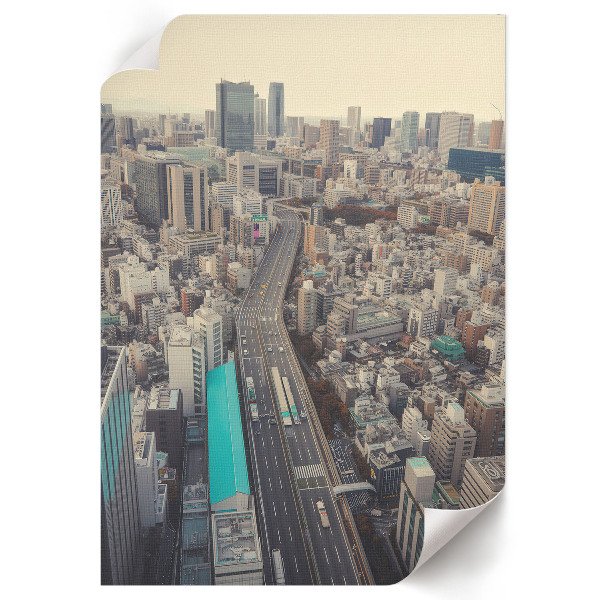 Decorative poster depicting an urban landscape
