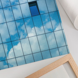 Poster showing a glass facade