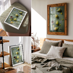 Poster with a pears composition