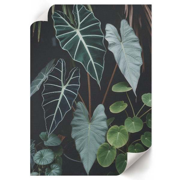 Wall art with green leaf motif