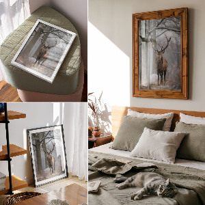 Art print Winter deer