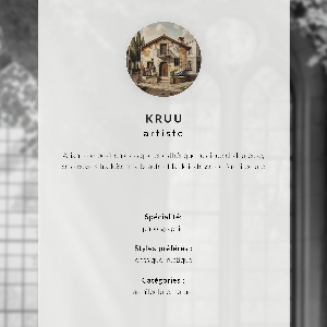 Decorative poster depicting a tenement house in a natural setting