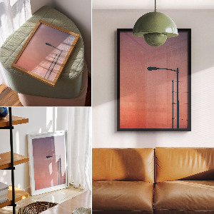 Wall art featuring a street lamp motif