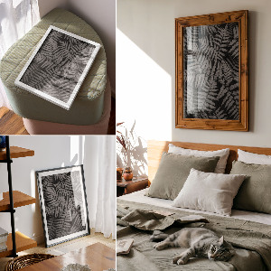 Wall print Black and white ferns