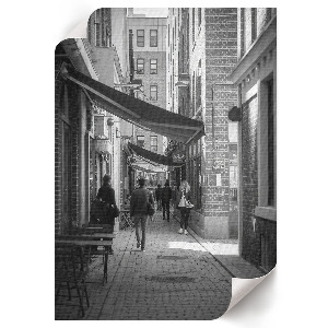 Wall art depicting a city street