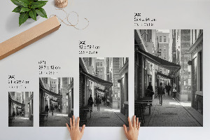 Wall art depicting a city street