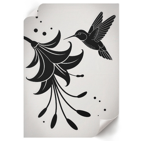 Wall print Hummingbird and flower