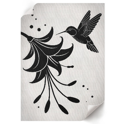 Wall print Hummingbird and flower