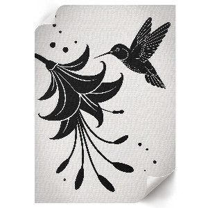 Wall print Hummingbird and flower
