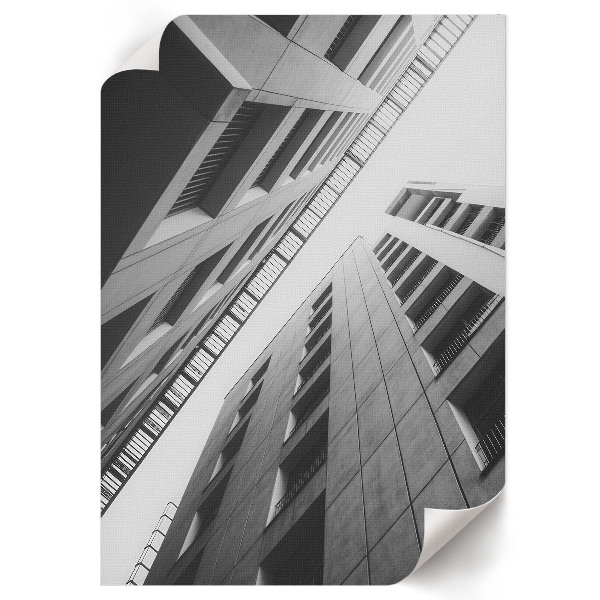 Art print depicting city buildings