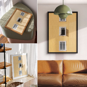 Yellow facade wall art