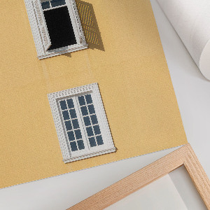 Yellow facade wall art