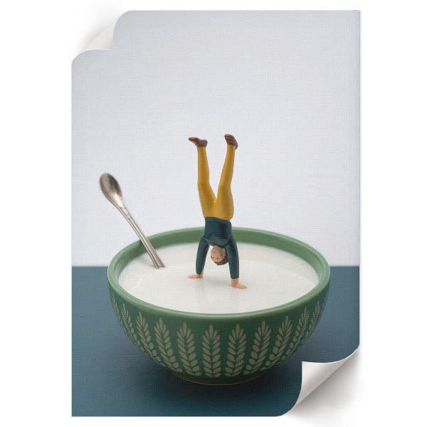 Art print of a figurine on a milk background