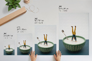 Art print of a figurine on a milk background
