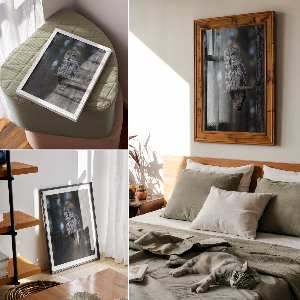 Wall art Owl at night