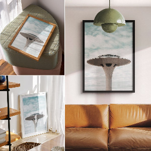 Art print depicting modern architecture