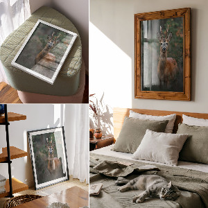 Decorative poster Deer in the forest