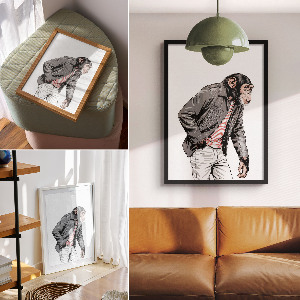 Wall art Chimpanzee in clothes