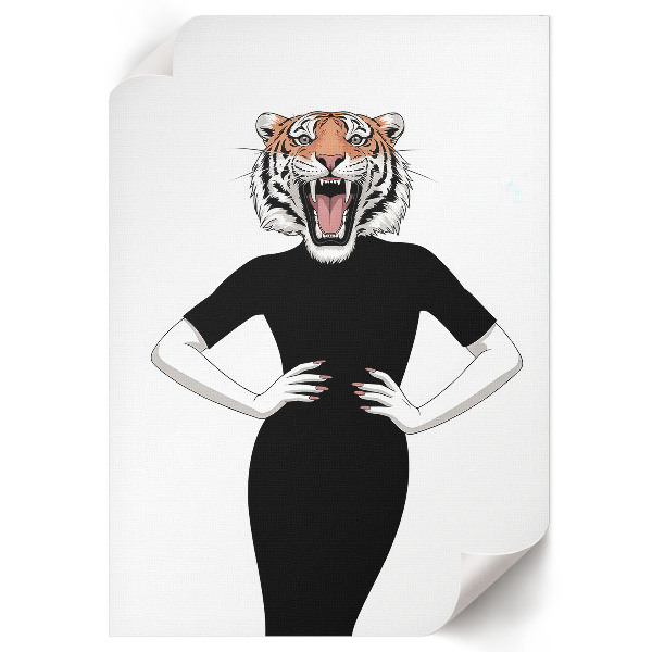 Decorative poster depicting a woman with a tiger motif