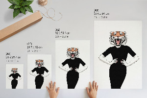 Decorative poster depicting a woman with a tiger motif