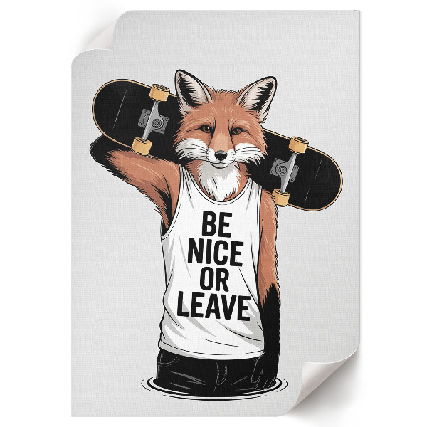 Poster Fox with a skateboard