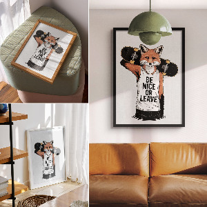 Poster Fox with a skateboard